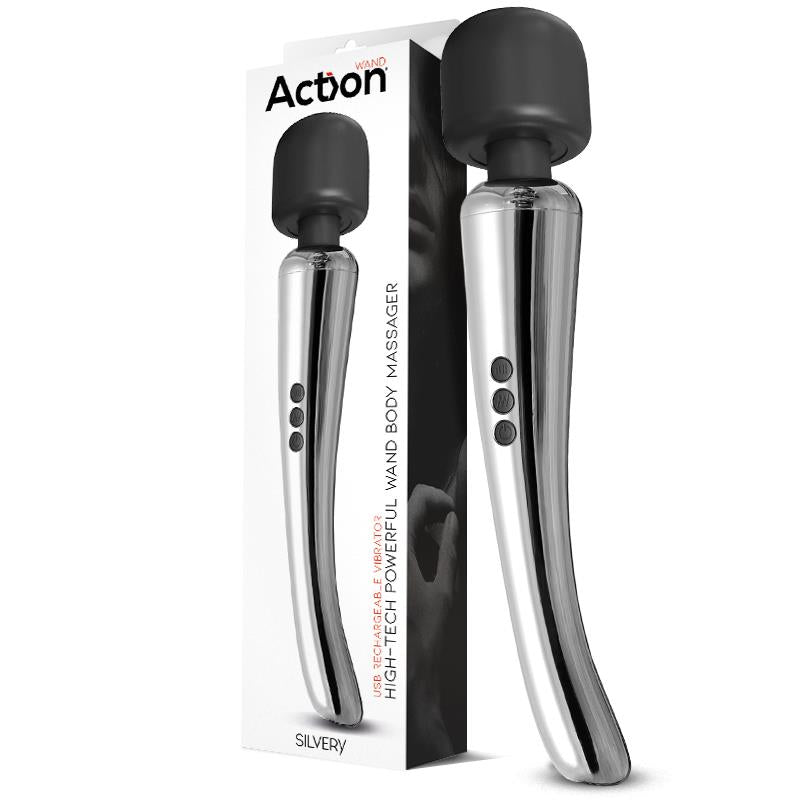 Action Silvery Wand Massager Vibrator från Love Cherry.