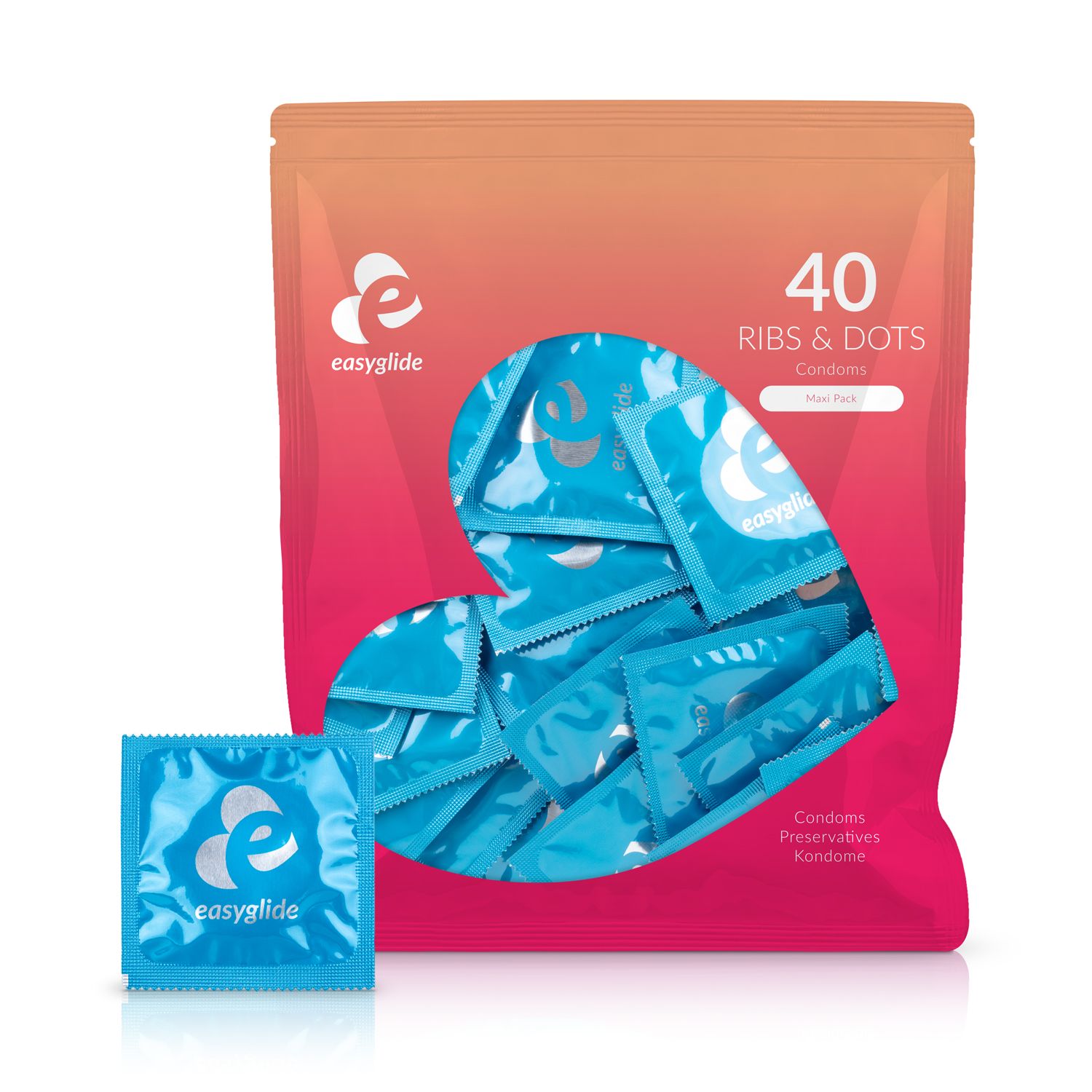 EasyGlide Ribs & Dots Kondomer 40-pack Kondomer från EDC.