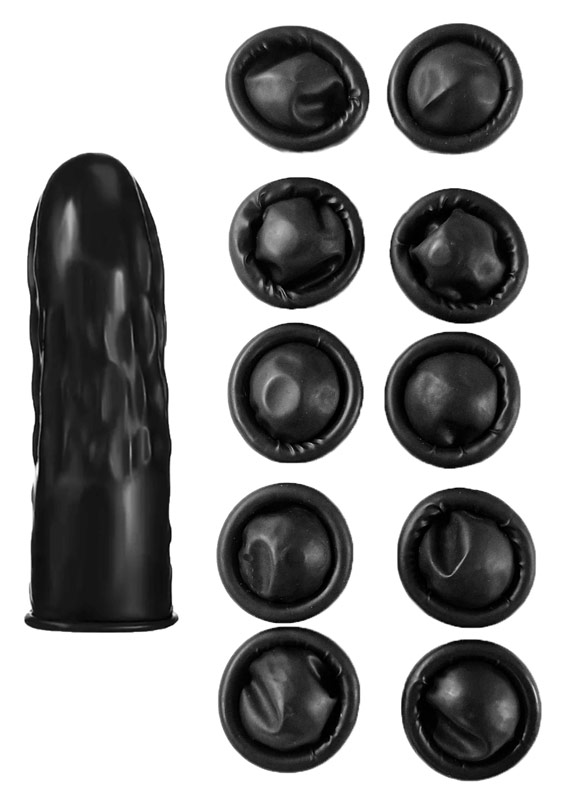 Finger Condoms Black 10p från Lustjakt.
