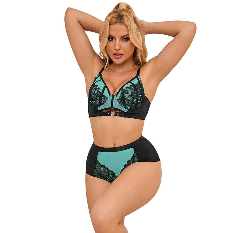Grön Spets & Mesh BH-set - L/XL Sexiga Underkläder från Dreamlove.