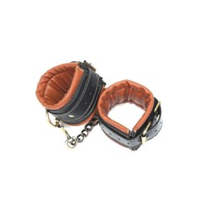 Leather Wrist Cuffs - Black/ Brown & Gold  från .