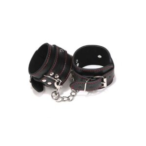 Leather Wrist Cuffs - Black & Red  från .