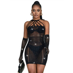 Subblime Fishnet Dress Med Strass - One-Size (S-L) Sexiga Underkläder från Dreamlove.