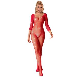 Subblime Röd Fishnet Bodystocking - One-Size (XS-M) Sexiga Underkläder från Dreamlove.